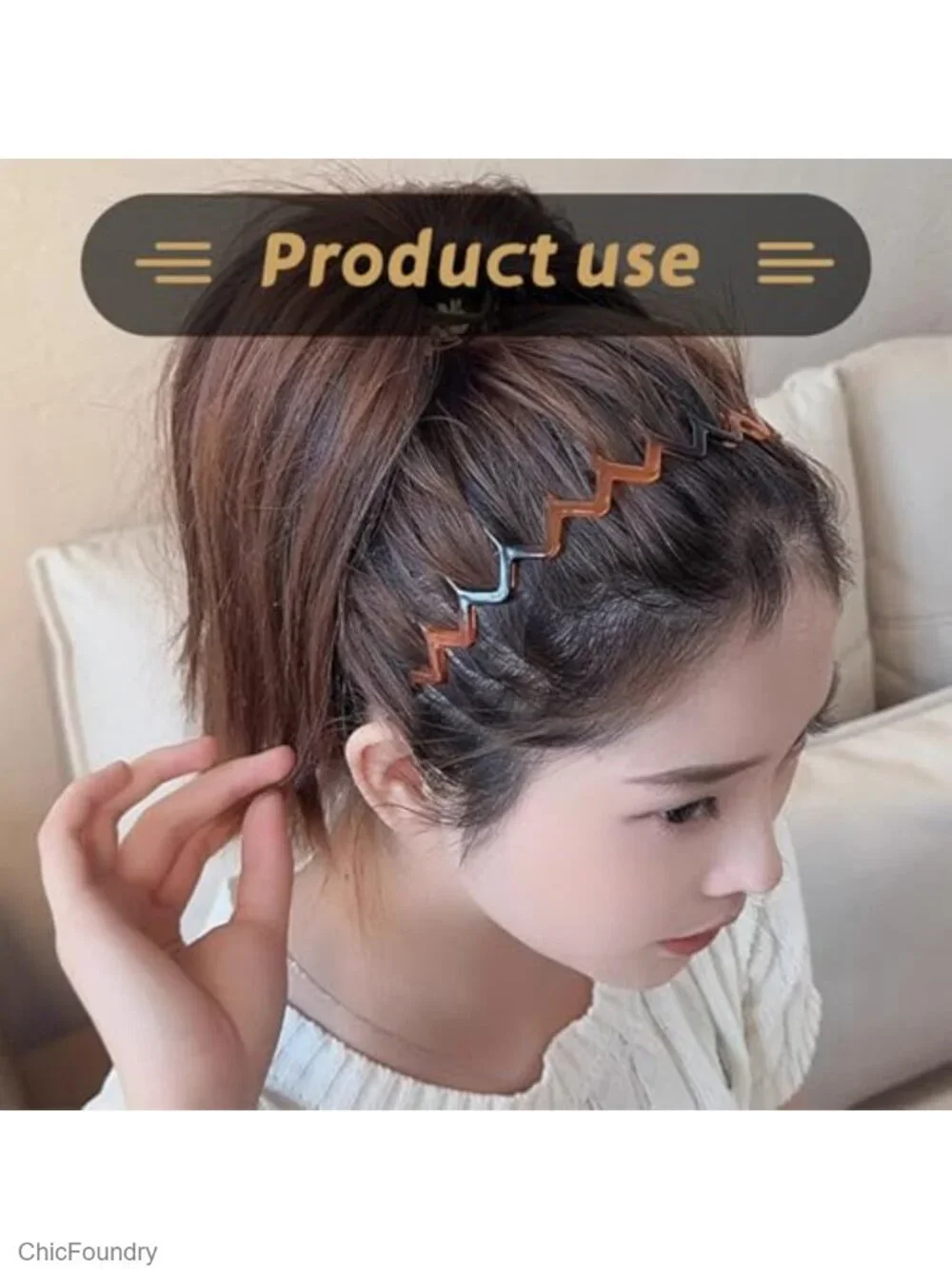 Non-Slip Zig Zag Hair Bands Plastic Adjustable Headbands for Sports Daily Wear